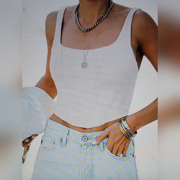 NWT SOFT STRETCHY SQUARE NECK CORSET TOP BONED ZIP BACK  XL - Picture 9 of 9